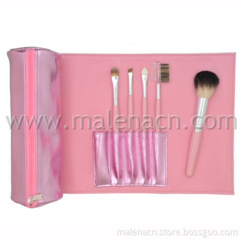 Travel 5PCS Makeup Brush with Pink Pouch